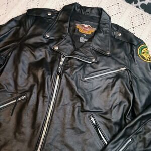Harley Davidson Motorcycle Black Leather Jacket Mens XXXL 3XL USA Biker YKK Moto